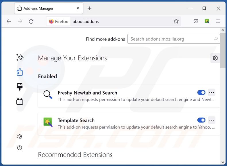 Removing search.shinytab.com related Mozilla Firefox extensions