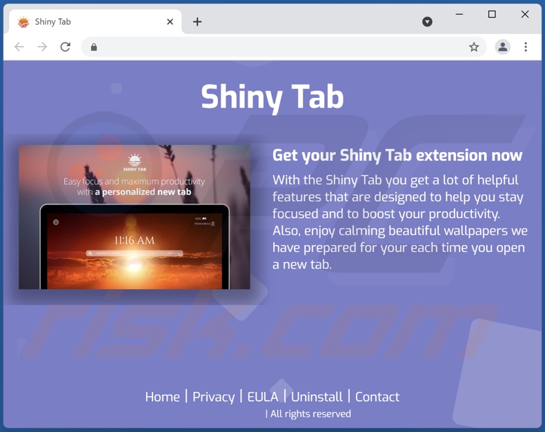 Website used to promote Shiny Tab browser hijacker
