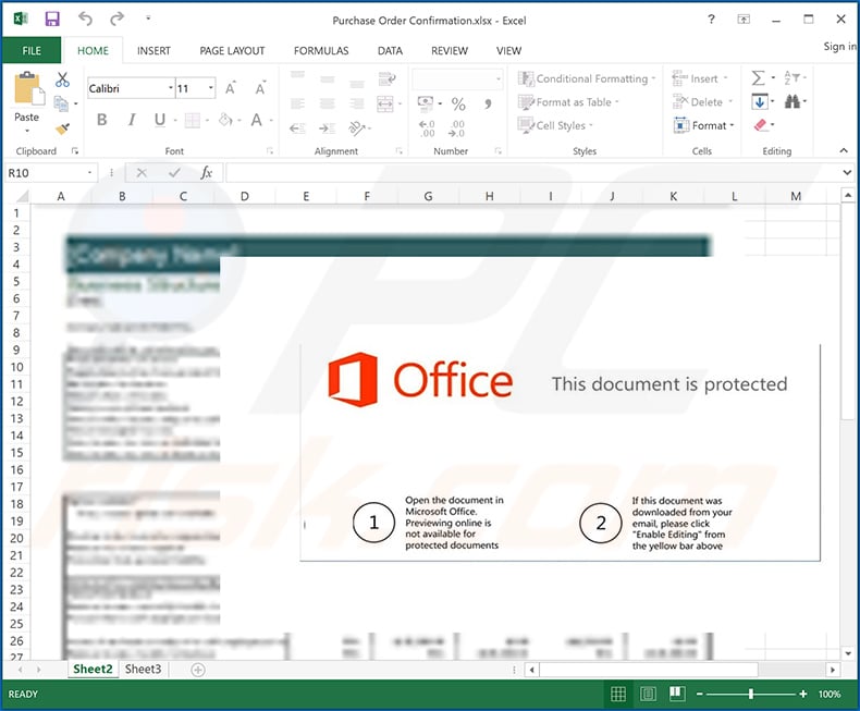 MS Excel document spreading Snake keylogger