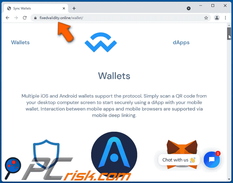 Appearance of Sync Wallets scam (GIF)