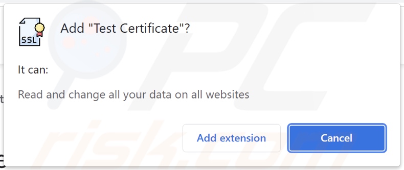 Test Certificate adware asking data-related permissions