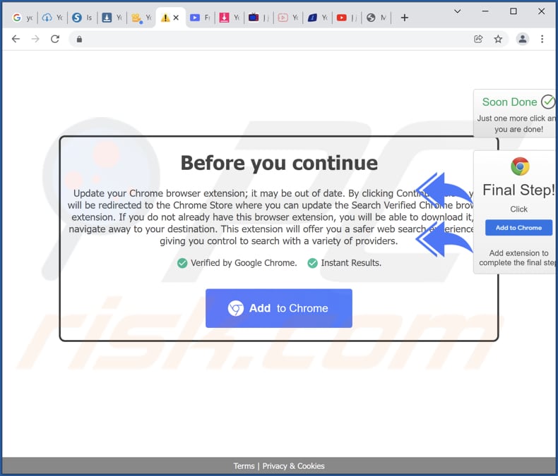 Update your Chrome browser extension scam pop-up redirects