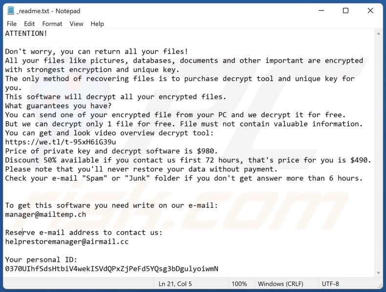 Vgkf ransomware text file (_readme.txt)