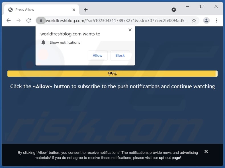 worldfreshblog[.]com pop-up redirects