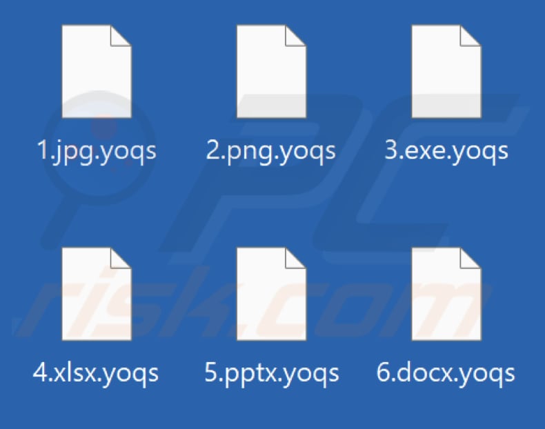 Files encrypted by Yoqs ransomware (.yoqs extension)