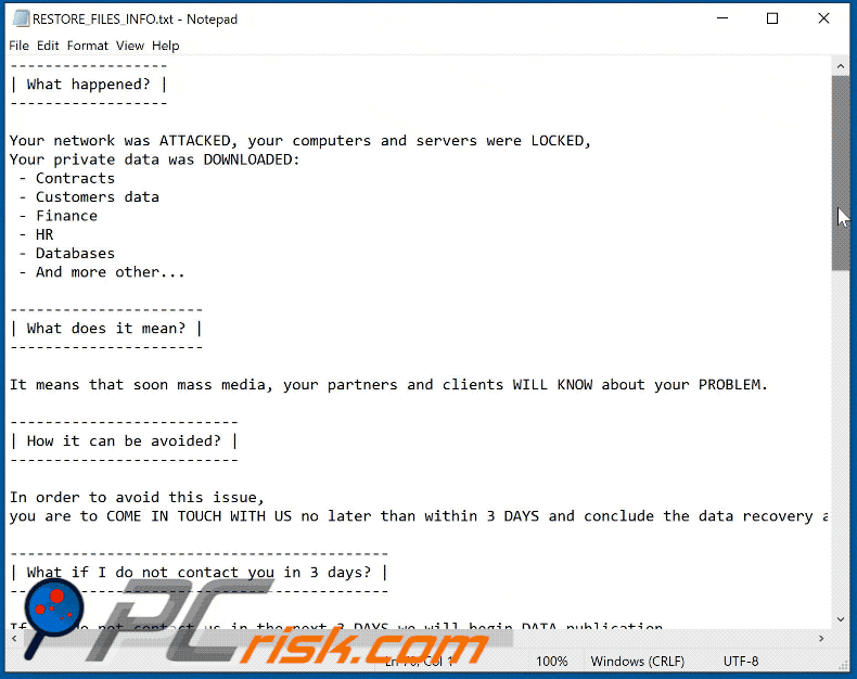 albasa ransomware ransom note RESTORE_FILES_INFO.txt appearance