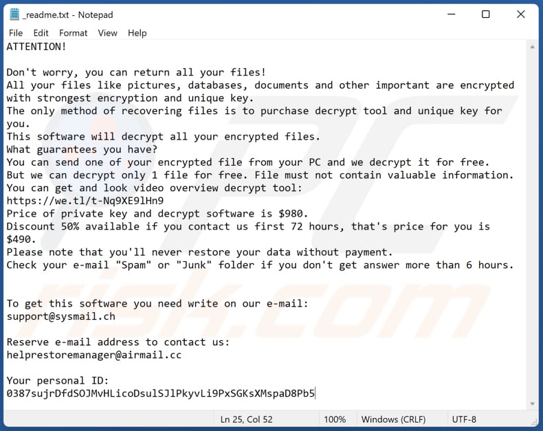 Avyu ransomware text file (_readme.txt)
