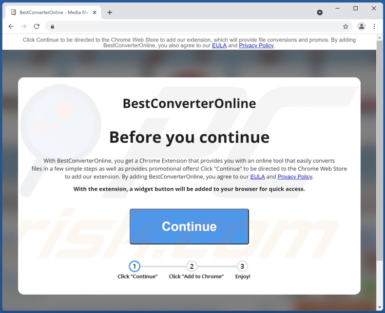 Website promoting Best Converter Online adware