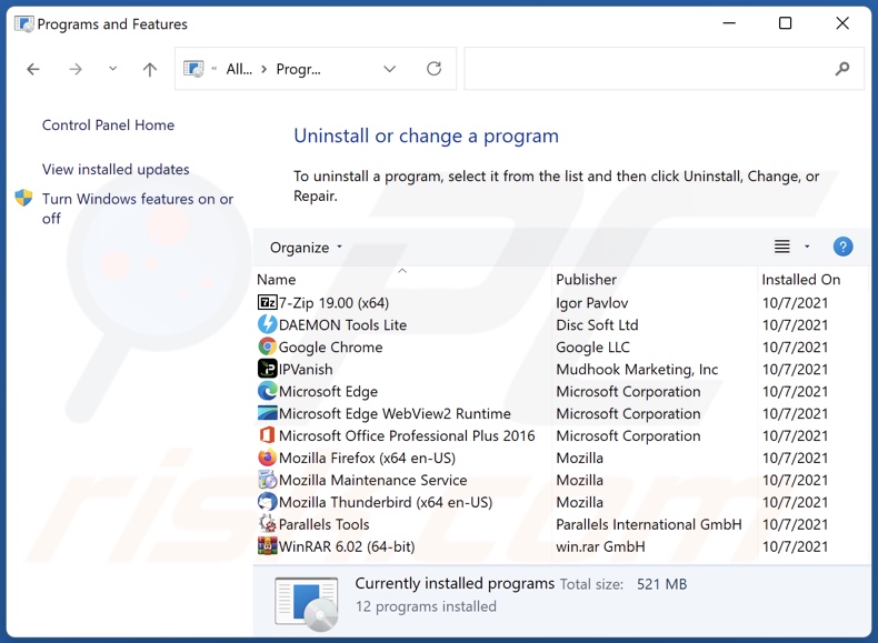 bestmusicsearches.com browser hijacker uninstall via Control Panel