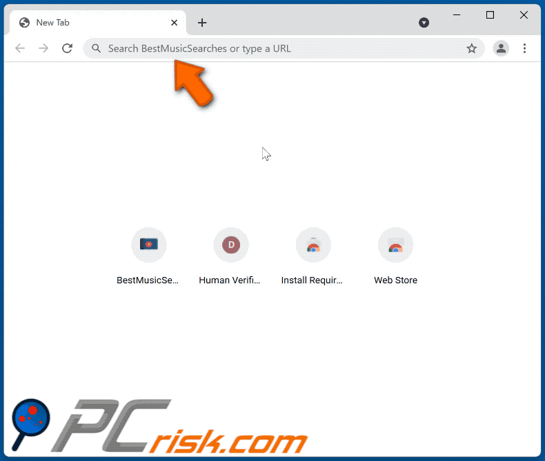 BestMusicSearches browser hijacker redirecting to searchlee.com (GIF)