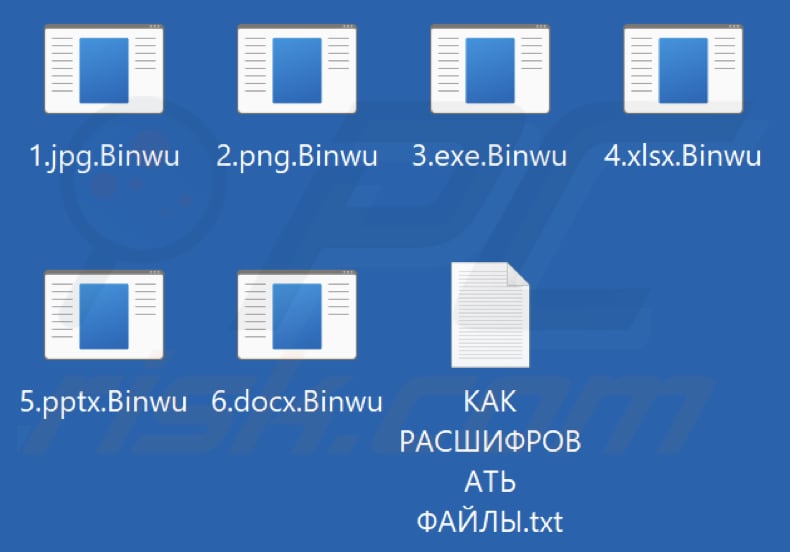 Files encrypted by Binwu ransomware (.Binwu extension)
