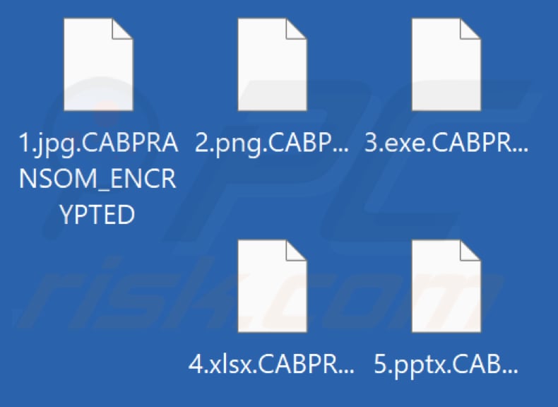 Files encrypted by CABP ransomware (.CABPRANSOM_ENCRYPTED extension)
