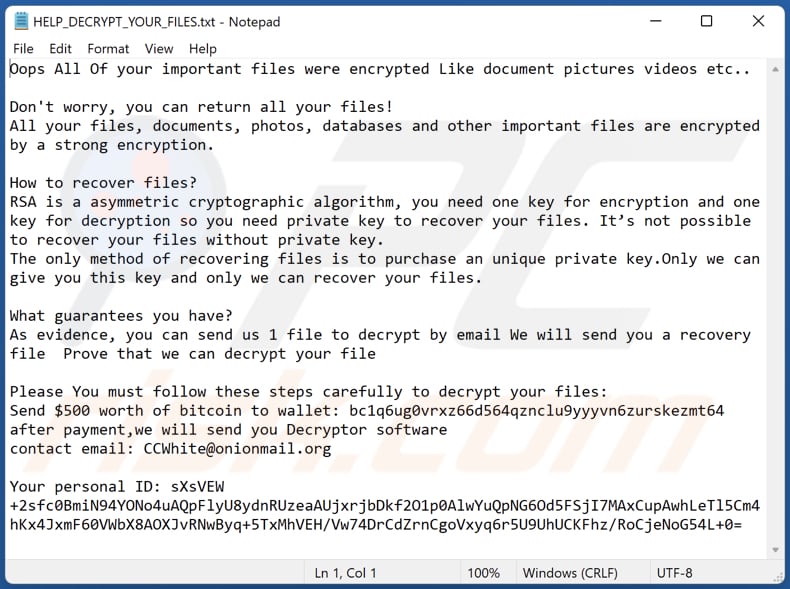 Cantopen ransomware text file (HELP_DECRYPT_YOUR_FILES.txt)
