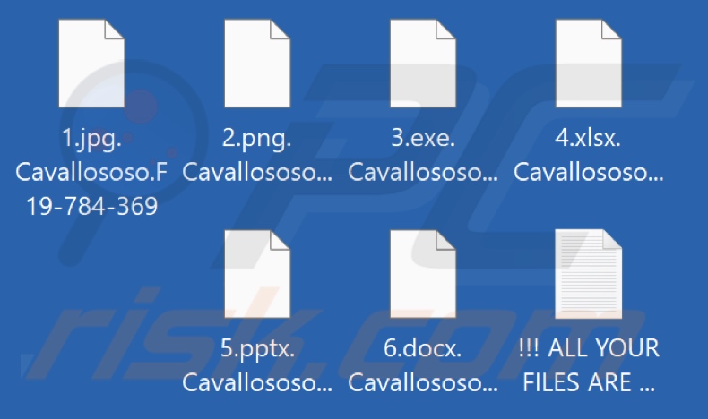 Files encrypted by Cavallososo ransomware (.Cavallososo.[victim's_ID] extension)