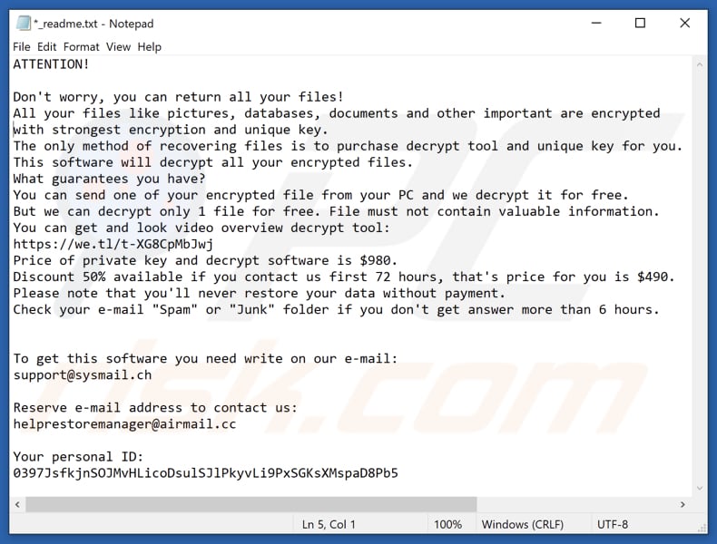 Ckae ransomware ransom note (_readme.txt)