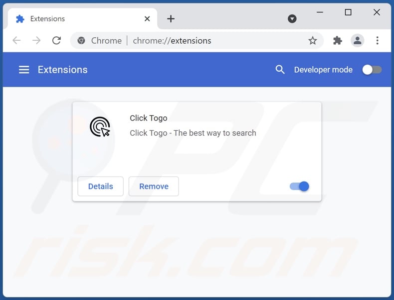 Removing togosearching.com related Google Chrome extensions