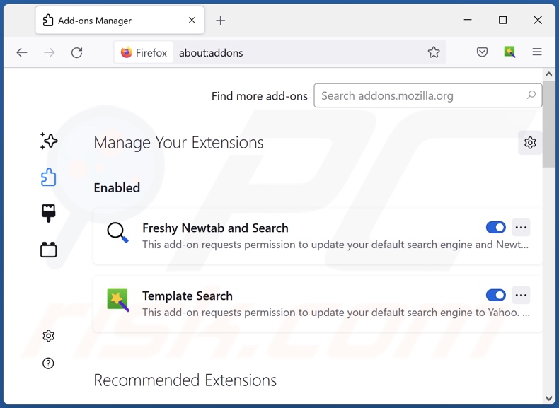 Removing togosearching.com related Mozilla Firefox extensions