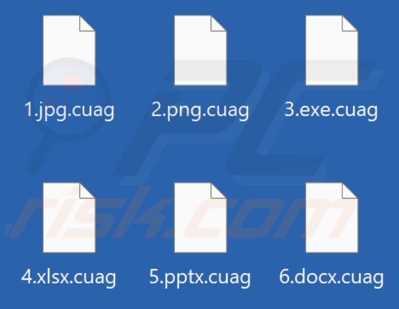 Files encrypted by Cuag ransomware (.cuag extension)