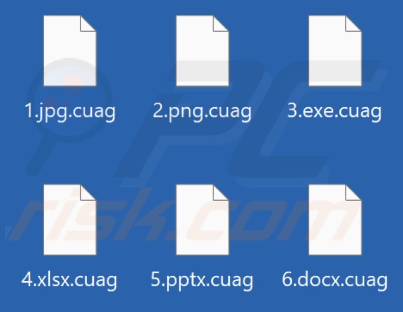 Files encrypted by Cuag ransomware (.cuag extension)