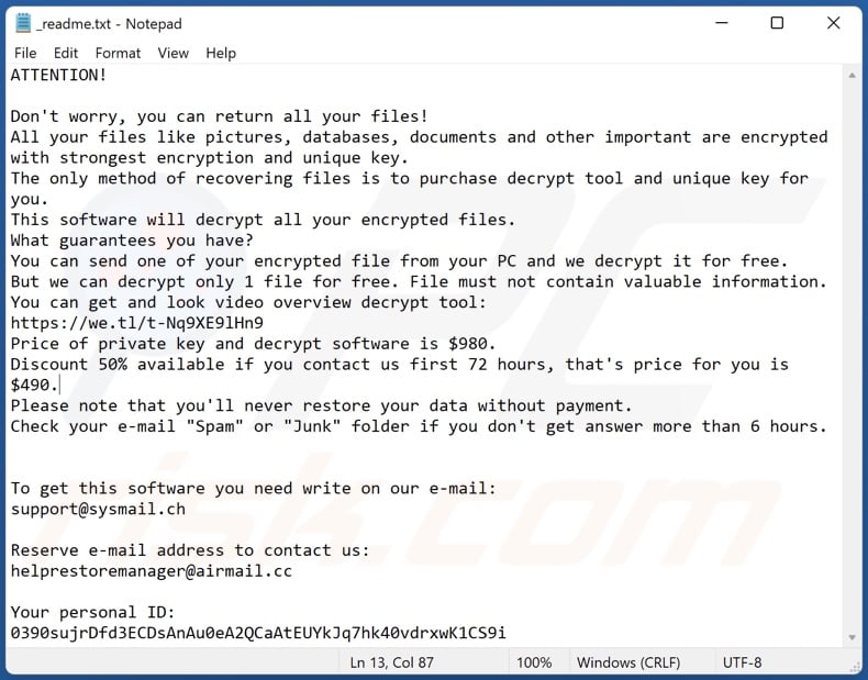 Cuag ransomware text file (_readme.txt)