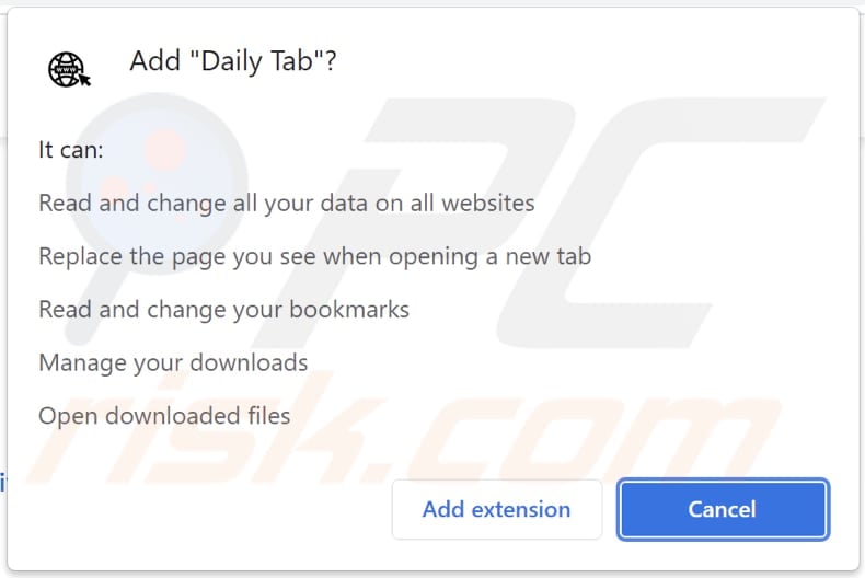 daily tab browser hijacker browser notification