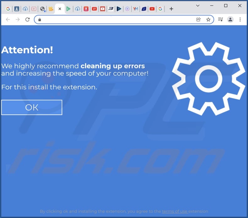 Website promoting DefenderBadUrl adware