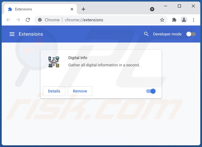 Removing Digital Info adware from Google Chrome step 2