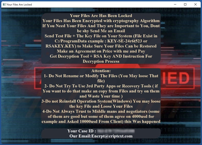 encrpt ransomware ransom note Decryption-Guide.HTA