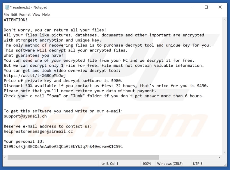 Eucy ransomware text file (_readme.txt)