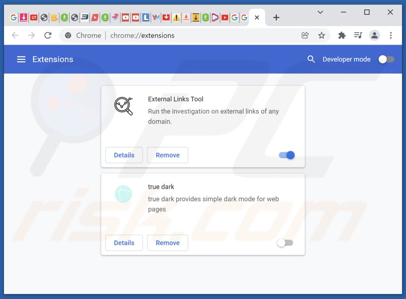 Removing External Links Tool ads from Google Chrome step 2