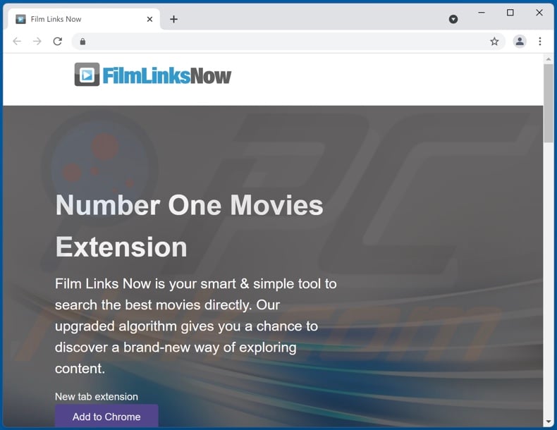 Website used to promote Film Links Now | Default Search browser hijacker