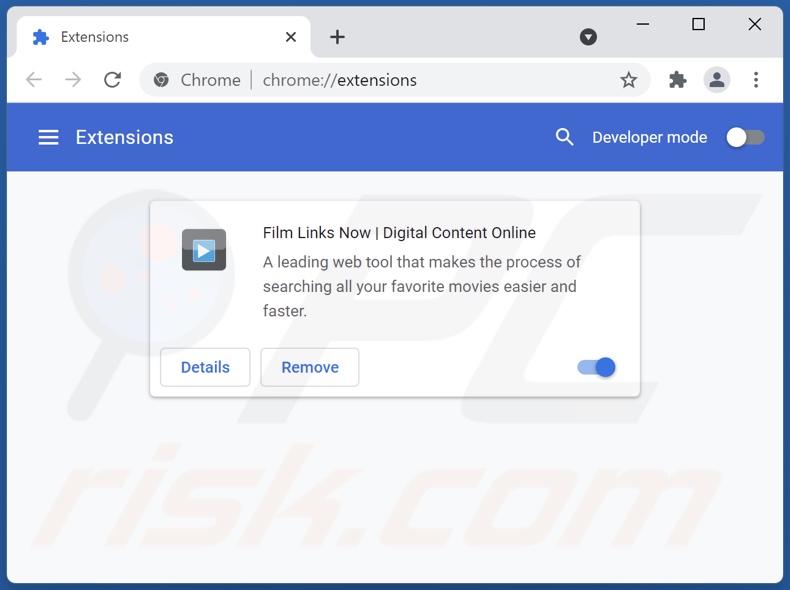 Removing filmlinksnow.com related Google Chrome extensions