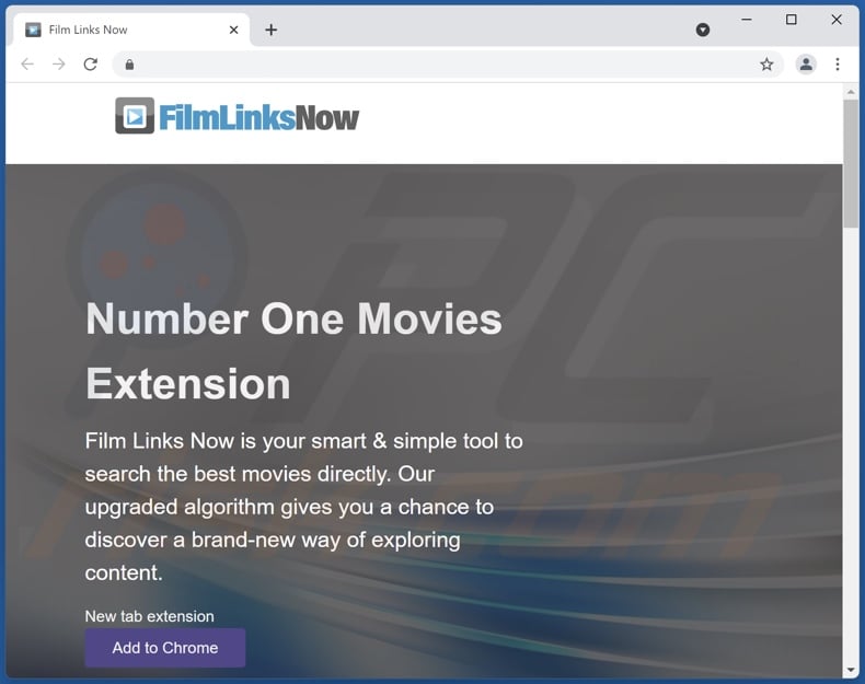 Website used to promote Film Links Now | Digital Content Online browser hijacker