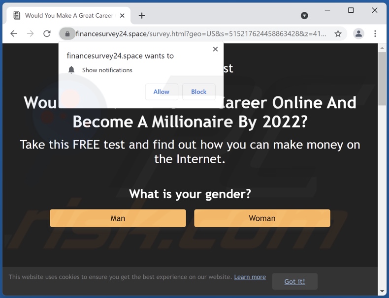 financesurvey24[.]space pop-up redirects