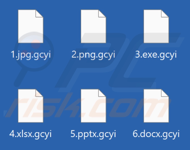Files encrypted by Gcyi ransomware (.gcyi extension)