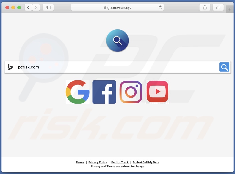 gobrowser.xyz browser hijacker on a Mac computer