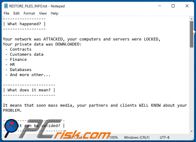 JS ransomware ransom-demanding message (RESTORE_FILES_INFO.txt) GIF