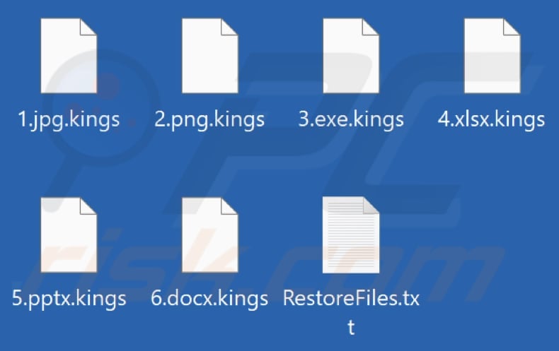 Files encrypted by Kings ransomware (.kings extension)