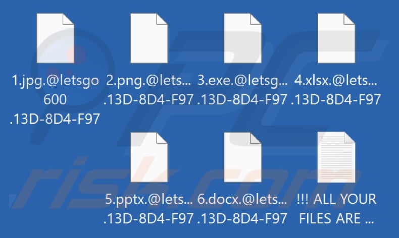 Files encrypted by Letsgo600 ransomware (.@letsgo600 .[victim's_ID] extension)