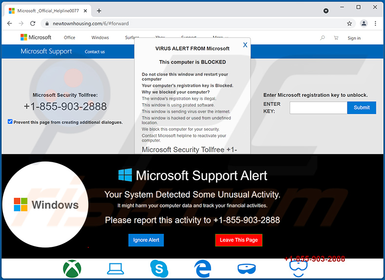 Microsoft Support Alert pop-up scam (2022-02-10)