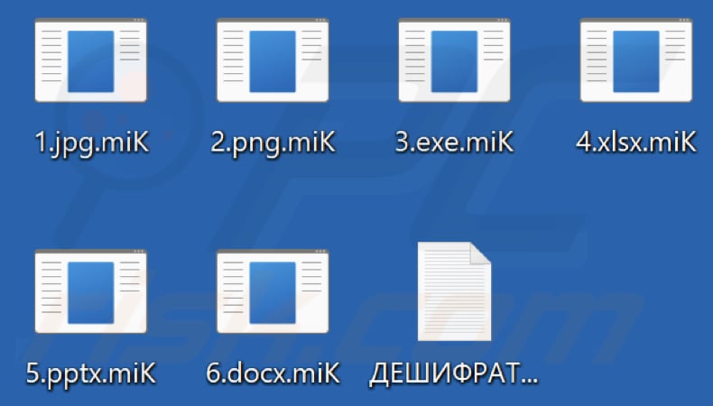 Files encrypted by miK ransomware (.miK extension)