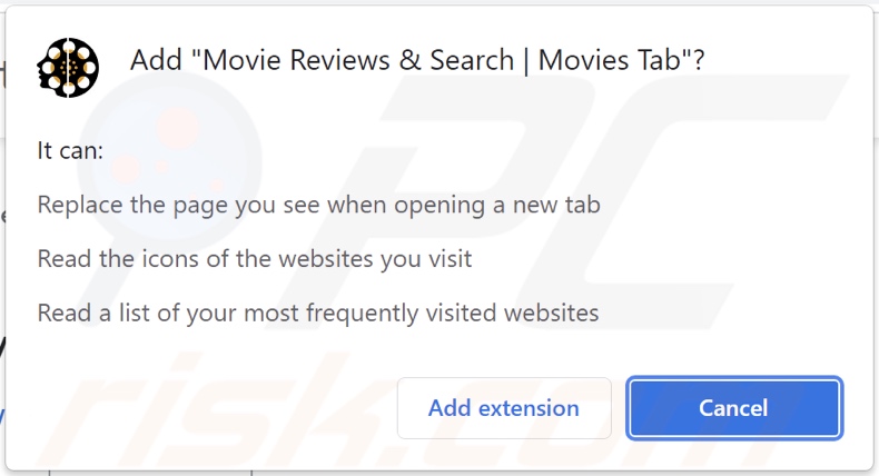 Movie Reviews & Search | Movies Tab browser hijacker asking for permissions