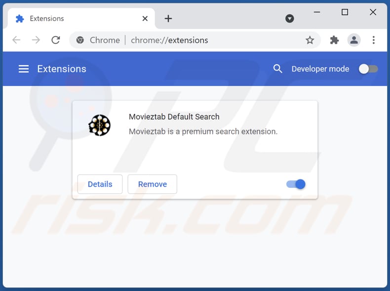 Removing movieztab.com related Google Chrome extensions