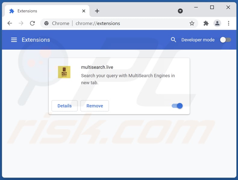 Removing search.multisearch.live related Google Chrome extensions