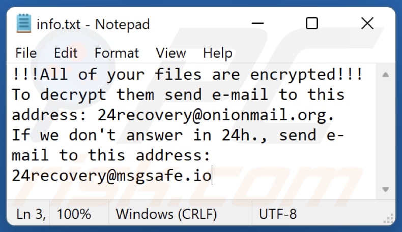 MURK ransomware text file (info.txt)