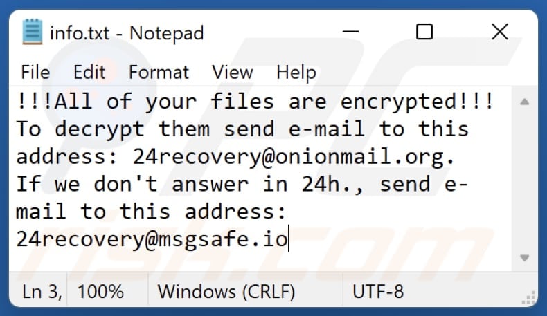 MURK ransomware text file (info.txt)