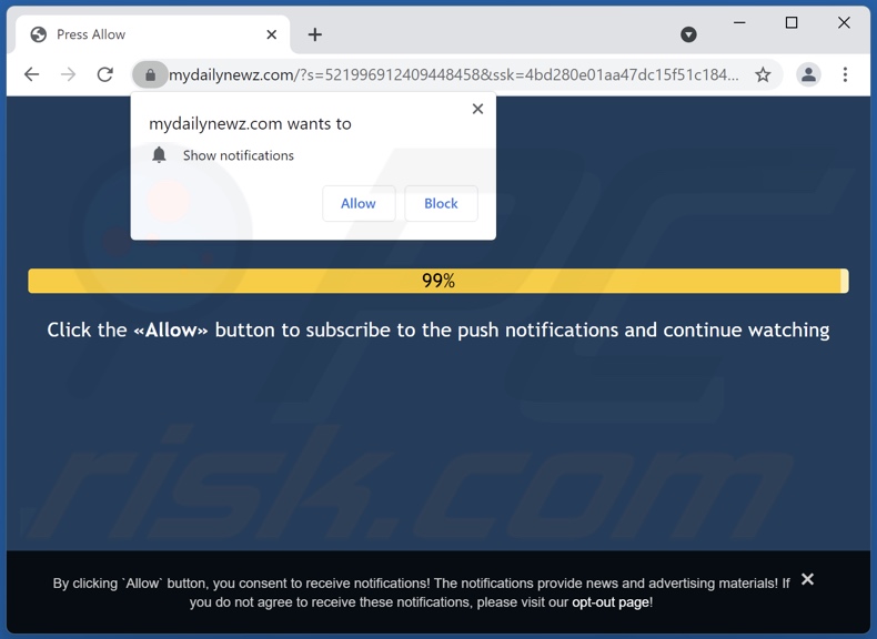 mydailynewz[.]com pop-up redirects