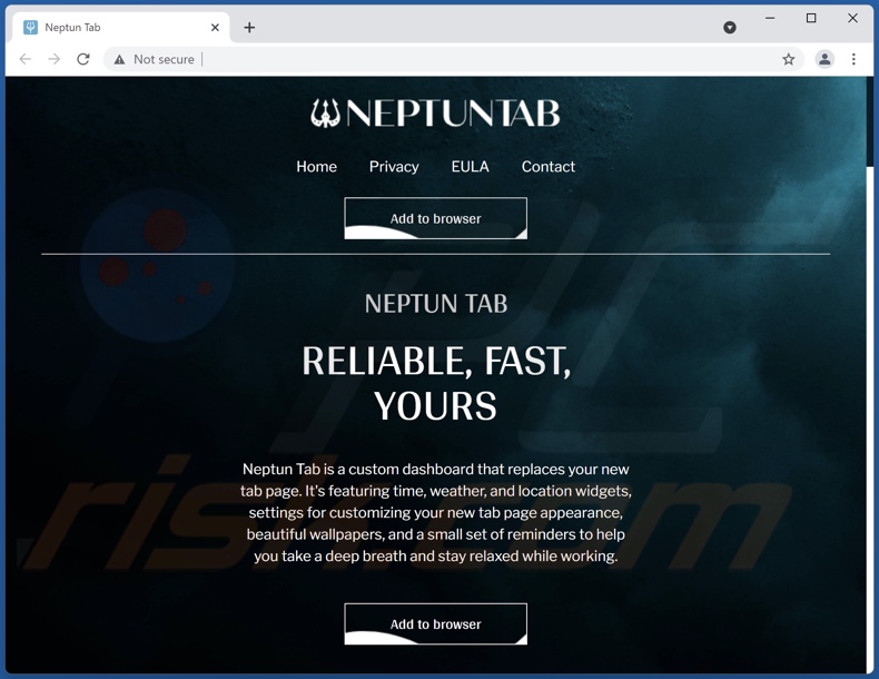 Website used to promote Neptun Tab browser hijacker