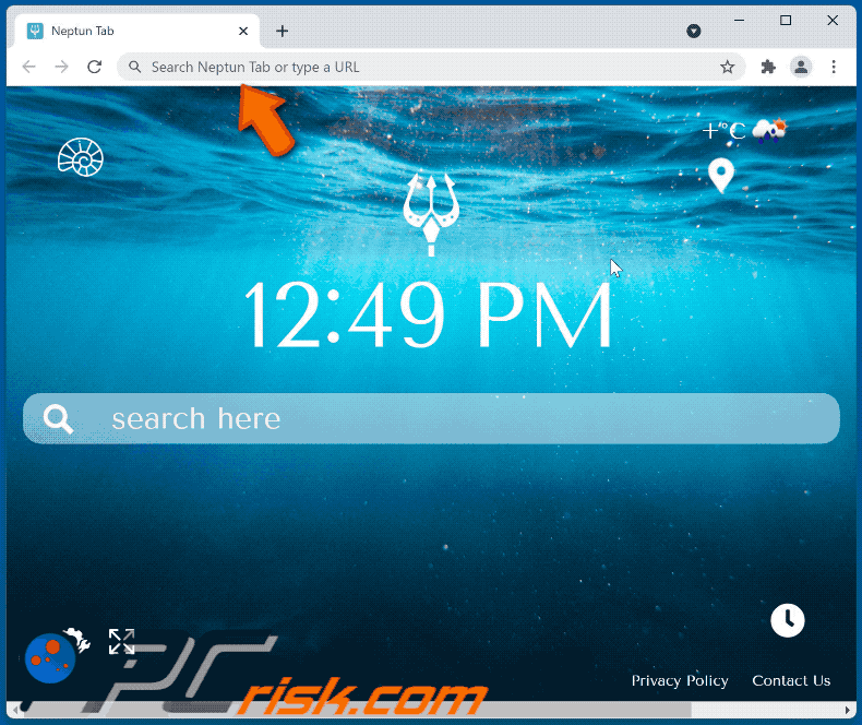 Neptun Tab browser hijacker redirecting to Google (GIF)