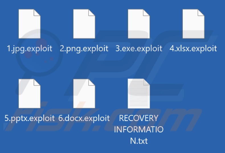 Files encrypted by Newexploit ransomware (.exploit extension)